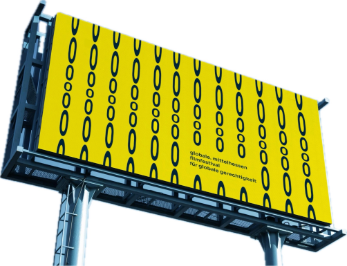 Logo der Globale Mittelhessen. Frau mit Kamera