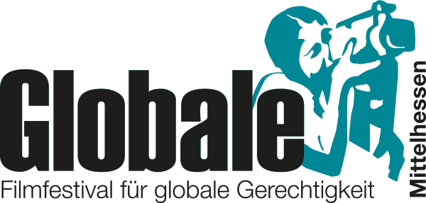 Logo der Globale Mittelhessen. Frau mit Kamera